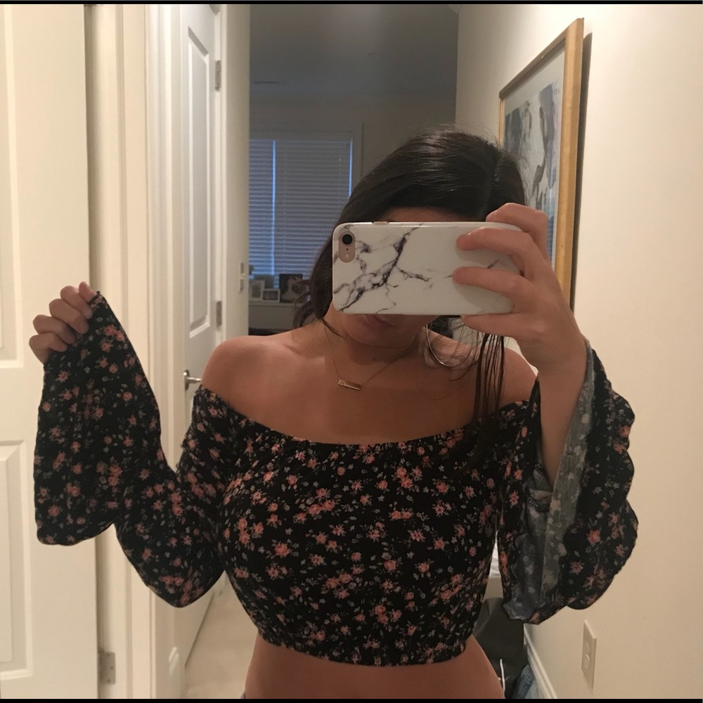 Pacsun Crop Top with Bell Sleeves